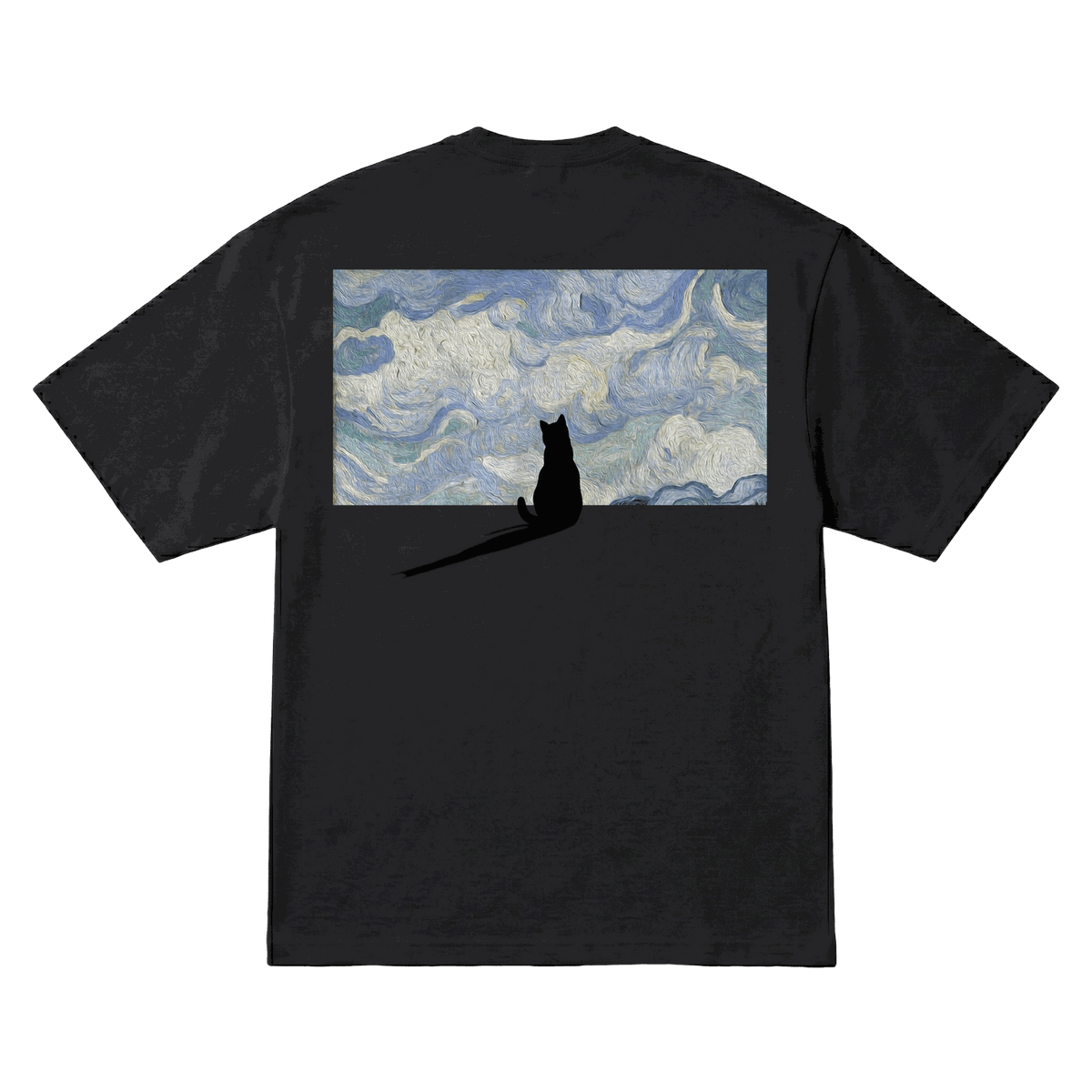 Playera Art Cat Oversize Black