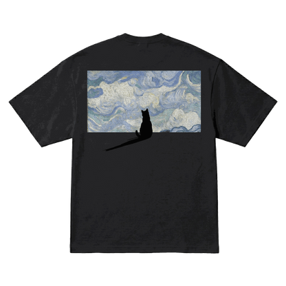 Playera Art Cat Oversize Black