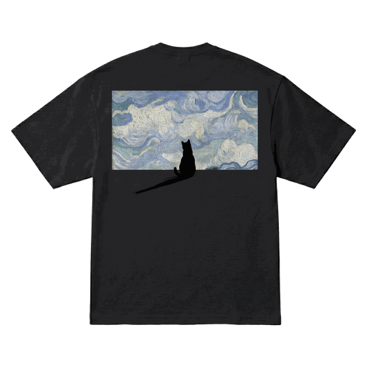 Playera Art Cat Oversize Black