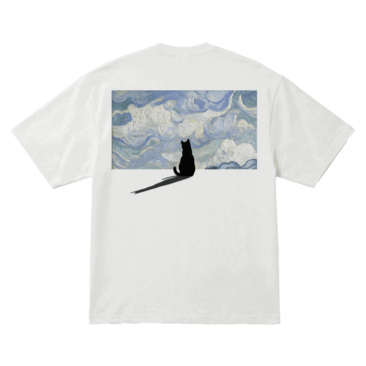 Playera Art Cat Oversize White