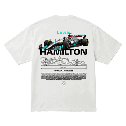 Playera Lewis Hamilton Mercedes Oversize White