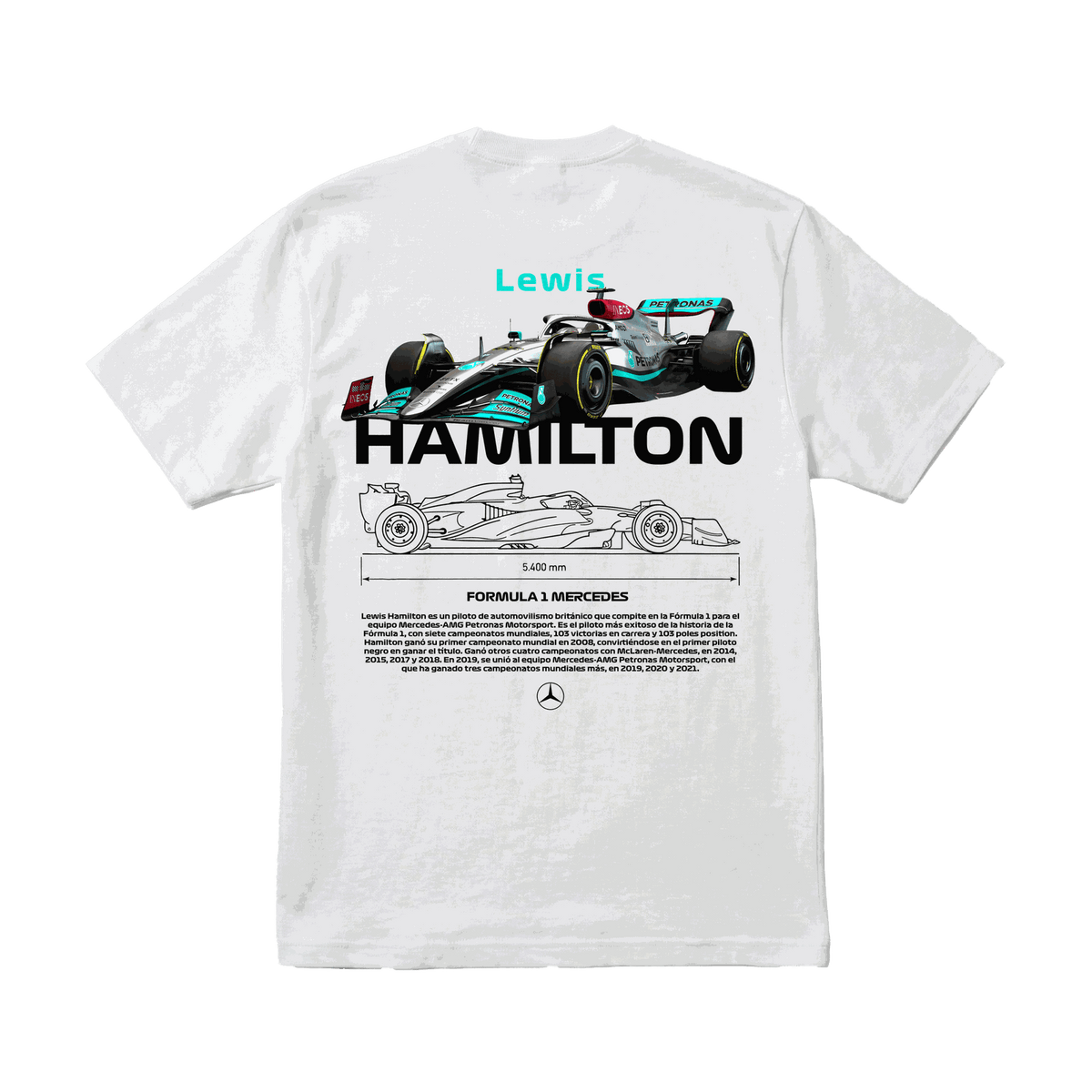 Playera Lewis Hamilton Mercedes White