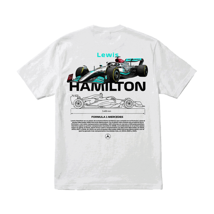 Playera Lewis Hamilton Mercedes White