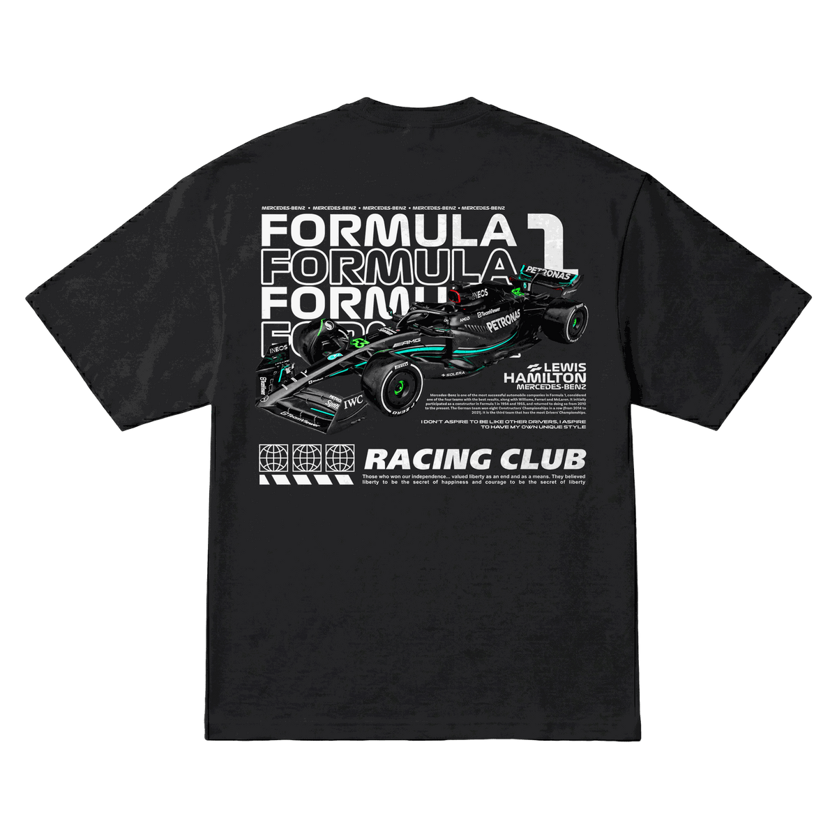 Playera Lewis Hamilton Racing Club Oversize Black