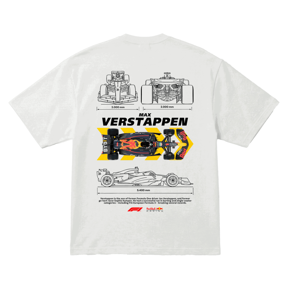 Playera Max Verstappen Planos Oversize White