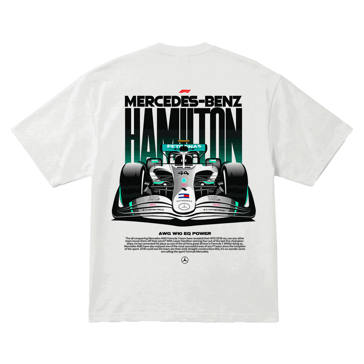 Playera Mercedes W10 Hamilton Oversize White