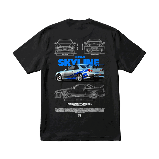 Playera Nissan Skyline R34 Black