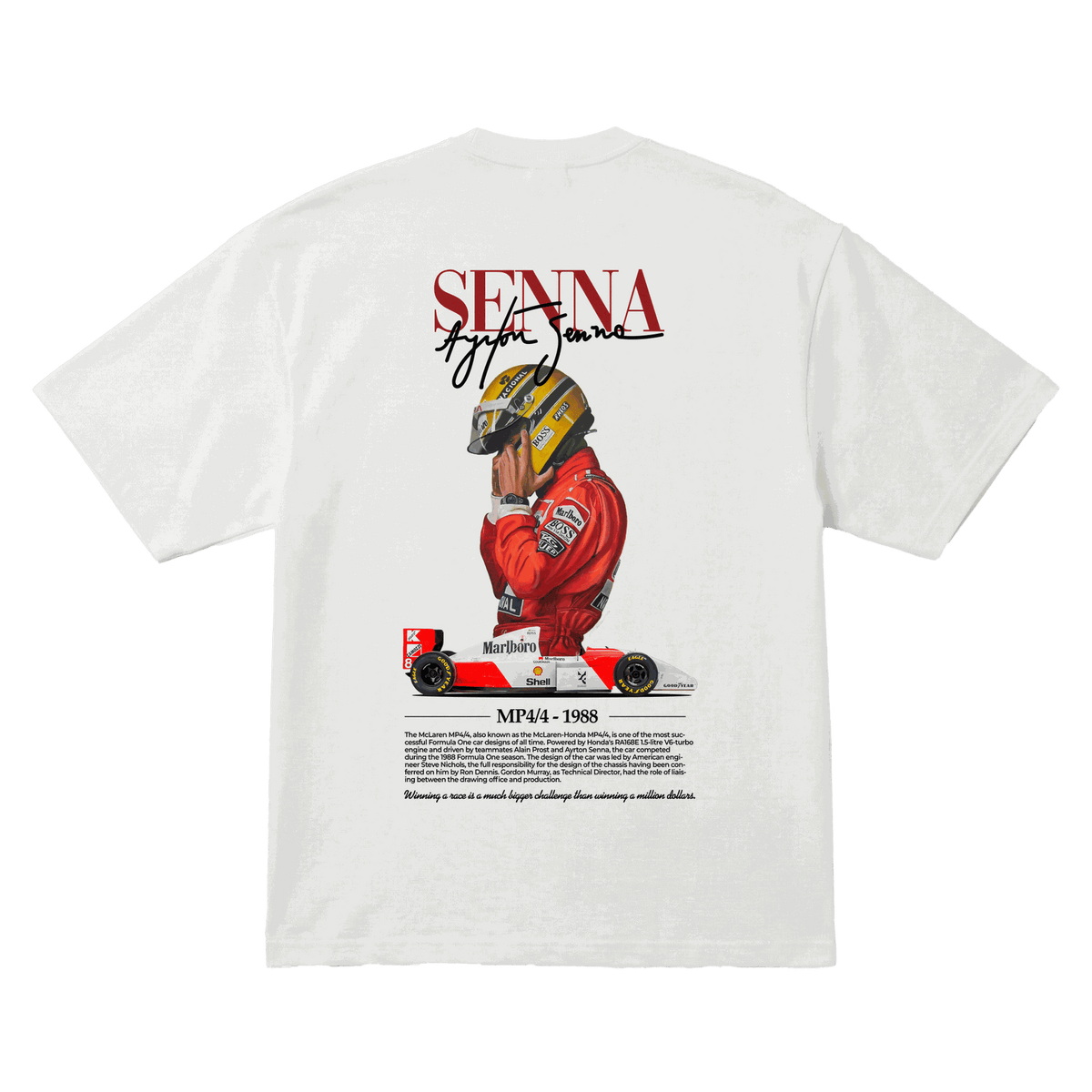 Playera Ayrton Senna MP4/4 Oversize White