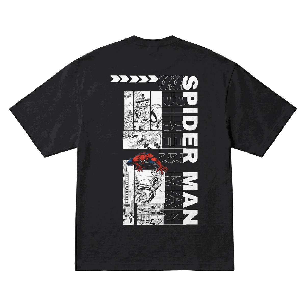Playera Spider-Man Viñetas Oversize Black